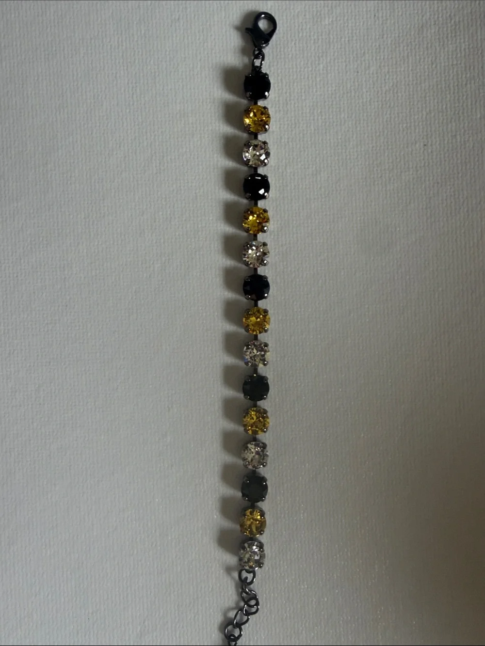 Yellow, Black & Clear Crystal Bracelet - Women's Tennis Style